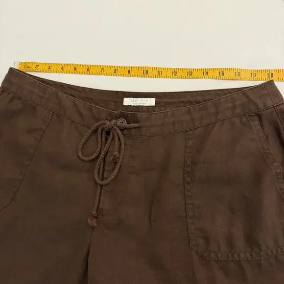 Liz Wear Women’s Bermuda Shorts Size XL Chocolate Brown 100% Linen - Picture 4 of 7